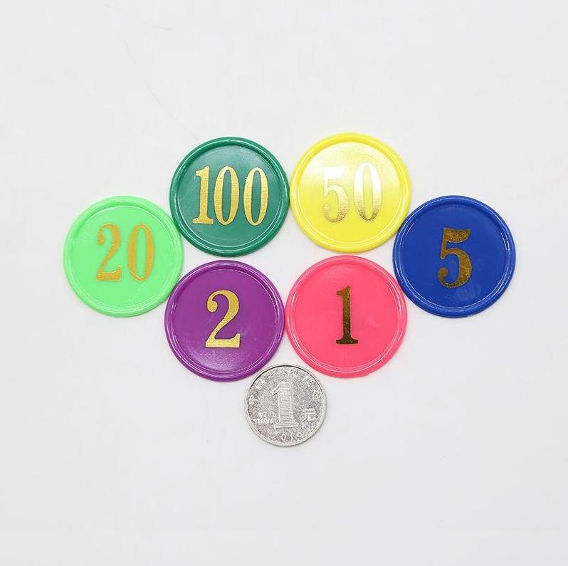 Wholesale Customized cut Plastic Round Token Coin Mixed Plastic numbered game tokens