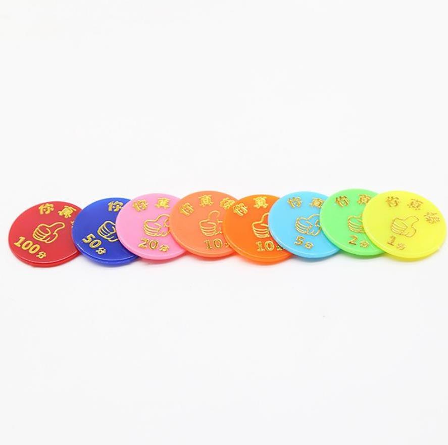 custom colored plastic token coin custom logo plastic colorful printing token school coin