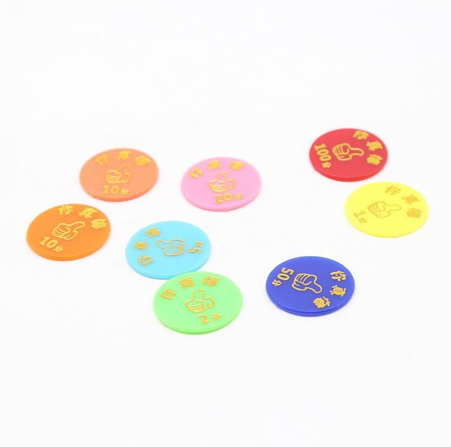 custom colored plastic token coin custom logo plastic colorful printing token school coin