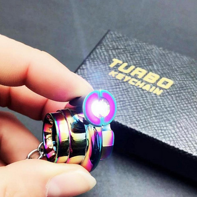 Turbo Keychain with LED Lighting Metal Spinning Turbocharger Automotive Mini Car Part Keychain with sound