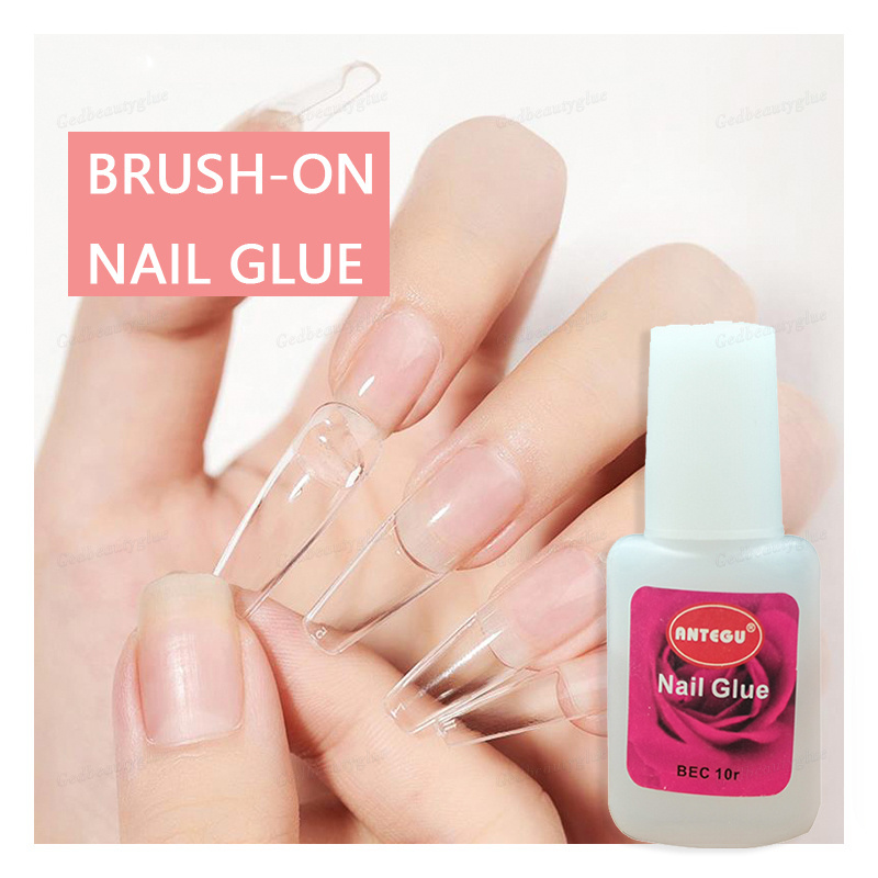 Antegu Brush-On Adhesive Long Lasting Professional Nail Tips Glue Strong Strength Instant Glue