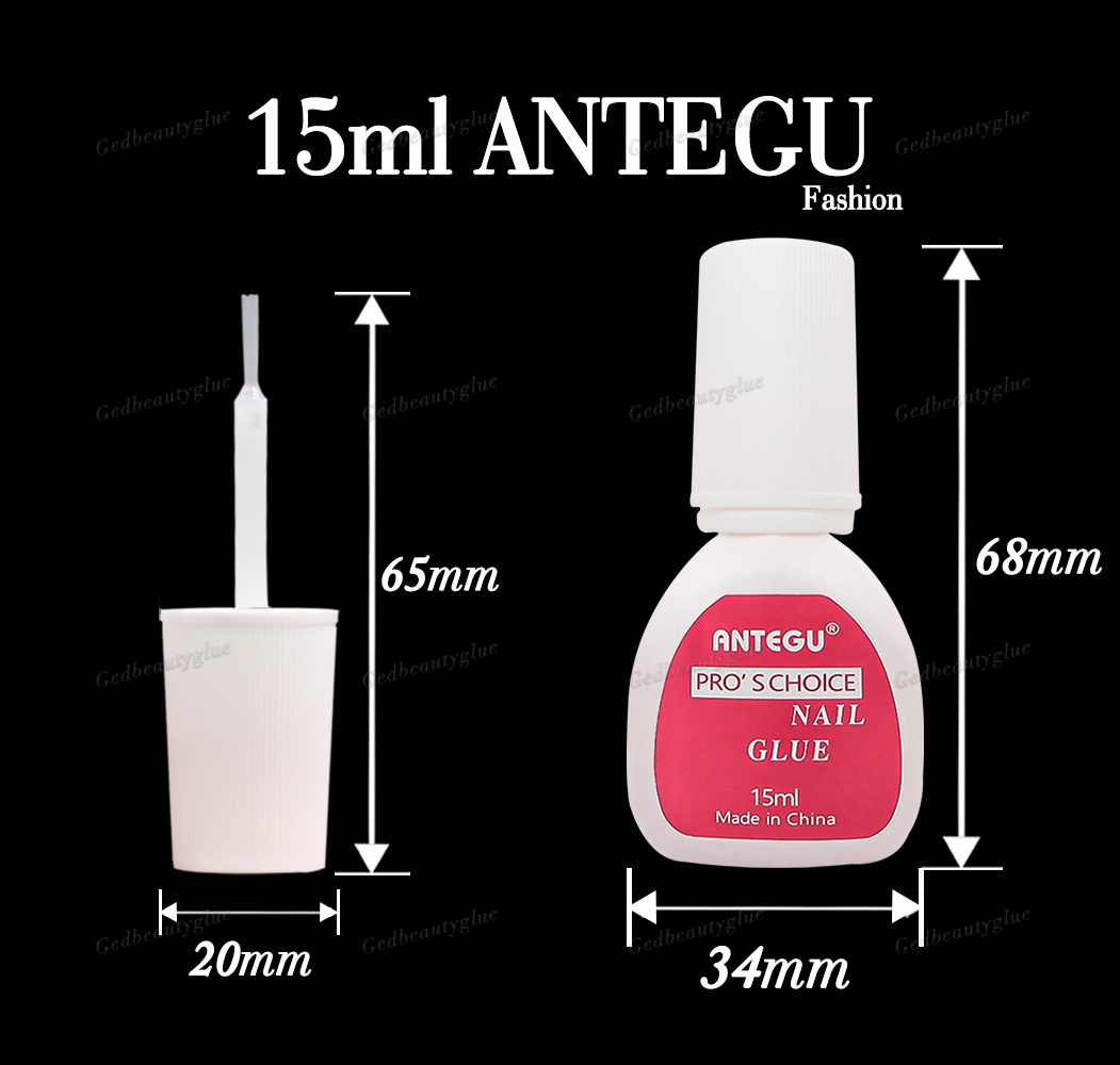 Nail Polish Glue Speed Liquid 15ml Brush On Nail Glue Private Label Pink Adhesive Glue