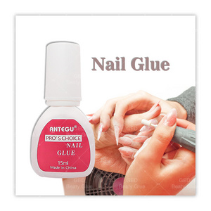 Nail Polish Glue Speed Liquid 15ml Brush On Nail Glue Private Label Pink Adhesive Glue