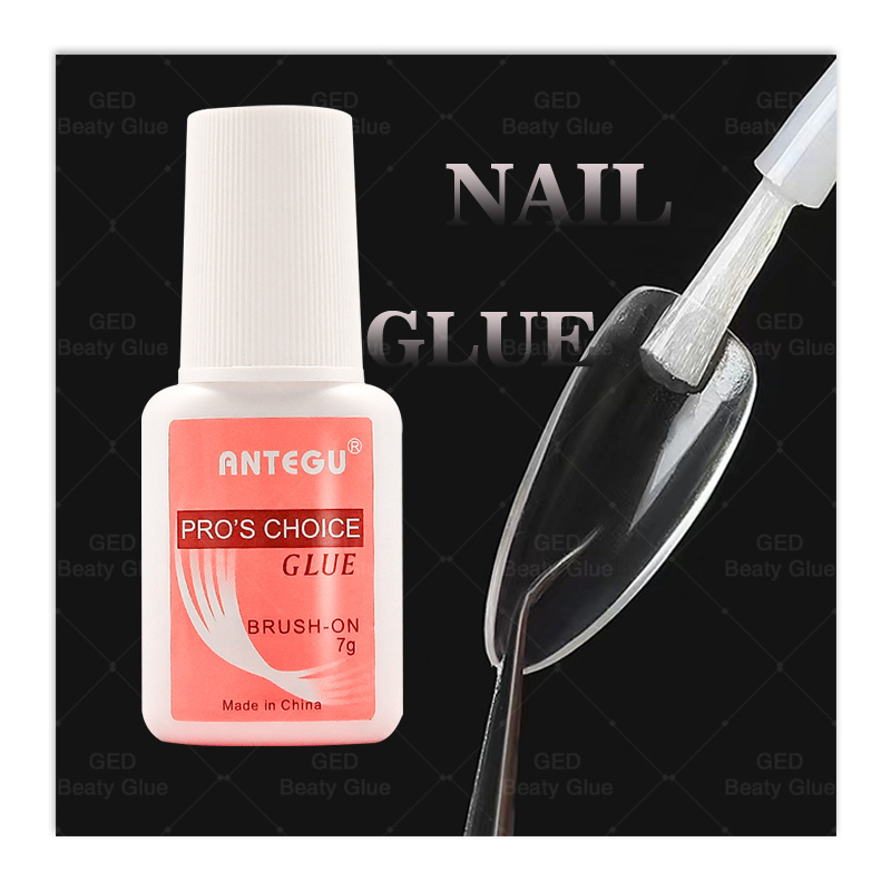 Nail Adhesive With Brush Applicator Pink Glue For Acrylic Nails Antegu Strong Hold Glue