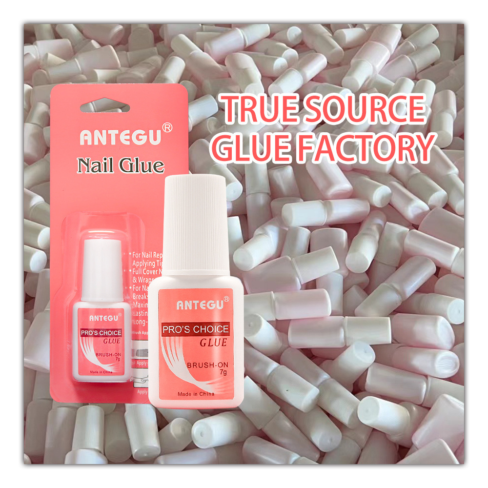 ANTEGU Waterproof Adhesive Brush On Long Lasting Super Strong Nail Glue For Nail Tips Acrylic Nails