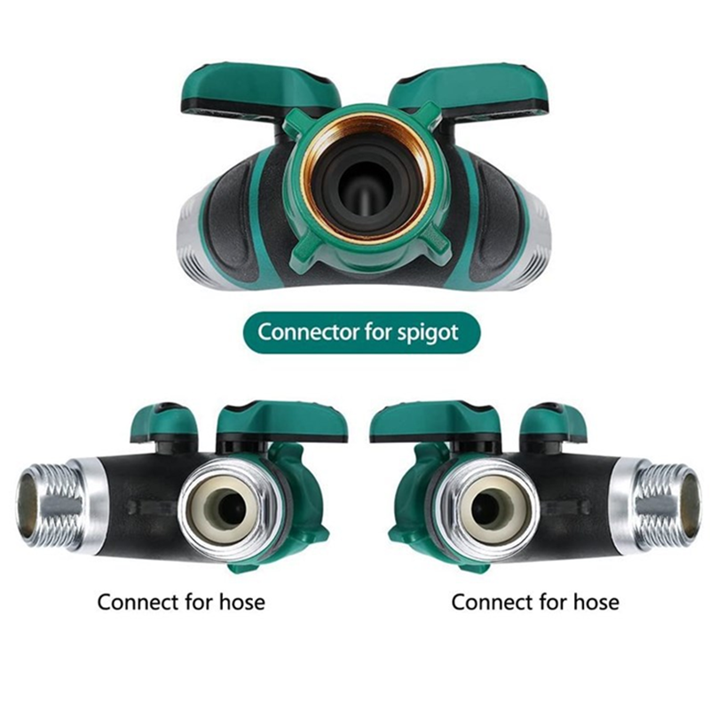 Hot Selling New Model  Garden hose tap adaptor connector 2 way hose splitter with shut-off valve for garden watering