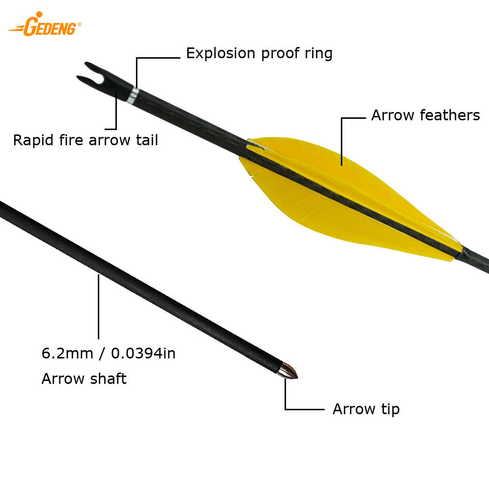 GEDENG Outdoor Hunting Shooting Spine 500 Mixed Carbon Arrow Archery Recurve Compound Bow 7.5mm Mixed Carbon Arrow