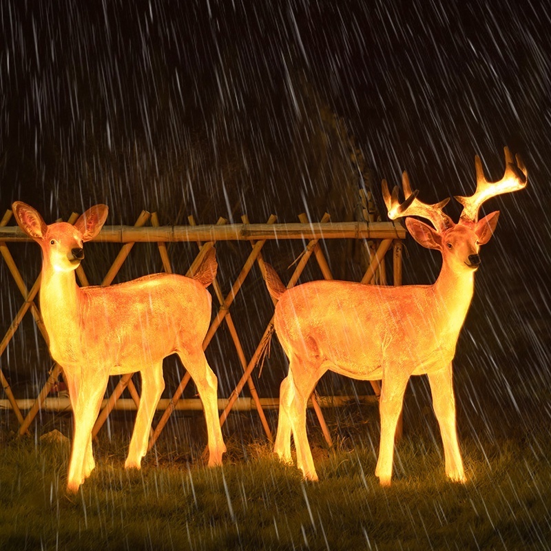 Modeling Lawn Lighting Led Sika Deer Outdoor Festival Decorations Resin Animal Lamp Other Holiday Lighting