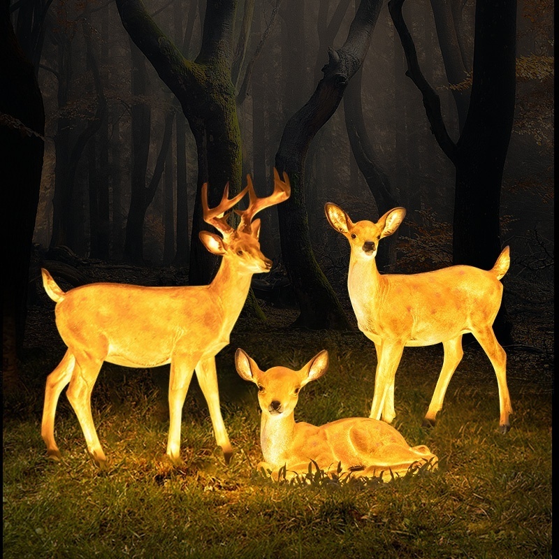 Modeling Lawn Lighting Led Sika Deer Outdoor Festival Decorations Resin Animal Lamp Other Holiday Lighting