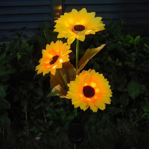 3 Head LED Solar Sunflower Outdoor Lawn Light Solar LED Light Garden Yard Lawn Night Lamp Landscape Garden Home Decoration