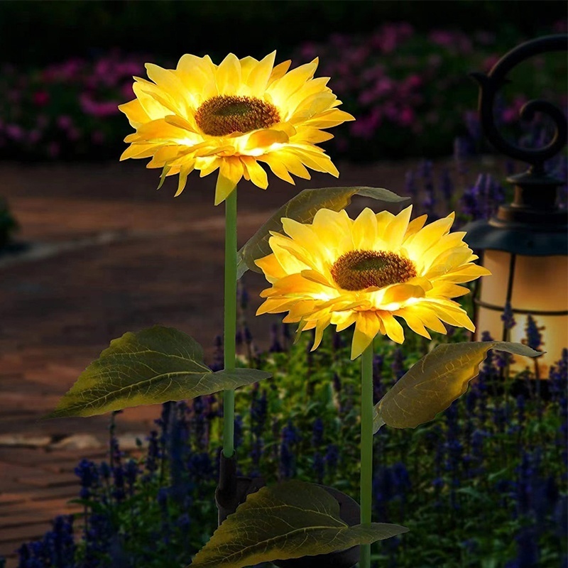 3 Head LED Solar Sunflower Outdoor Lawn Light Solar LED Light Garden Yard Lawn Night Lamp Landscape Garden Home Decoration