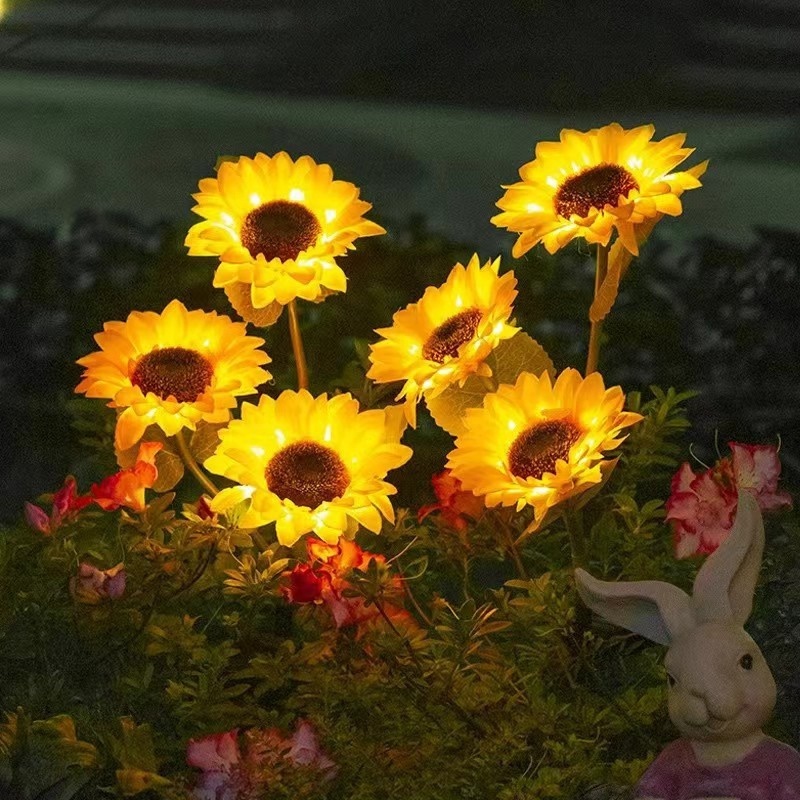 3 Head LED Solar Sunflower Outdoor Lawn Light Solar LED Light Garden Yard Lawn Night Lamp Landscape Garden Home Decoration