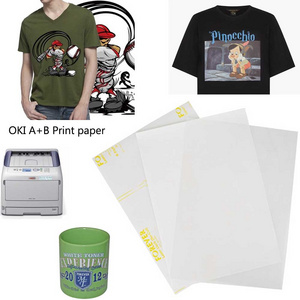 Guangzhou For eve Laser Dark Heat Transfer Paper No Cut Self Weeding for Promotion T-shirt Mug Use With OKI Printer White Toner