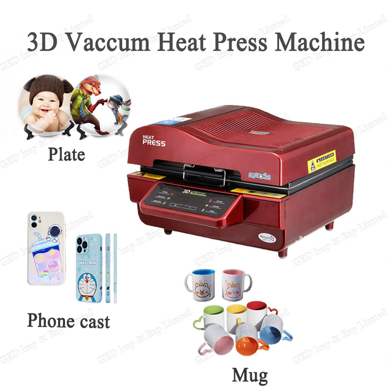 Guangzhou GED  Maquina de sublimation al vacio 3D Cell Phone Case Mug Glass Printing Making Machine Heat Press Machine