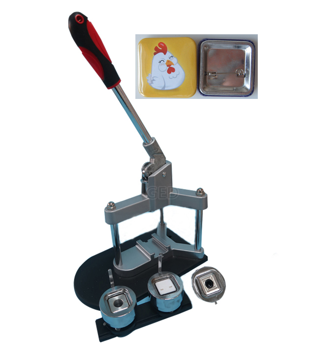 Guangzhou New Arrival Square 55*55mm Badge Machine Metal Button Maker Making Press Price with Tripod Shape Structure for Sale