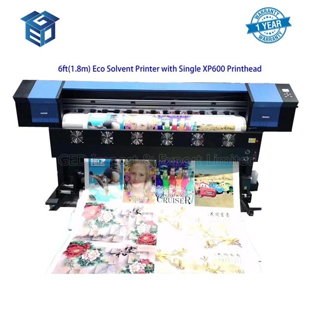 Guangzhou 1.8m Eco Solvent Printer With Single XP600 Head Large Format Tarpaulin Printing Machine For Banner Sticker Paper Label