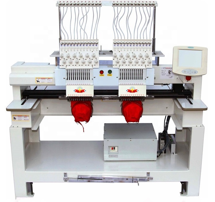 GED-1502 High Speed Double 2 Head T-Shirt Equipment Computerized 3D Hat Embroidery Sewing Machine for Cap Clothes Garment