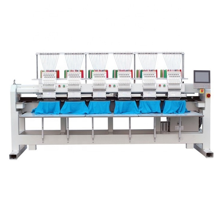 GuangZhou 6 Head Multi Color Flat T-shirt  Embroidery  Computerised 12 Needles Hat Sewing Machine for Baseball Cap Clothes Shoes