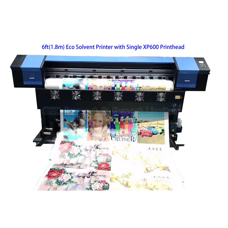 Guangzhou 1.8m Eco Solvent Printer With Single XP600 Head Large Format Tarpaulin Printing Machine For Banner Sticker Paper Label