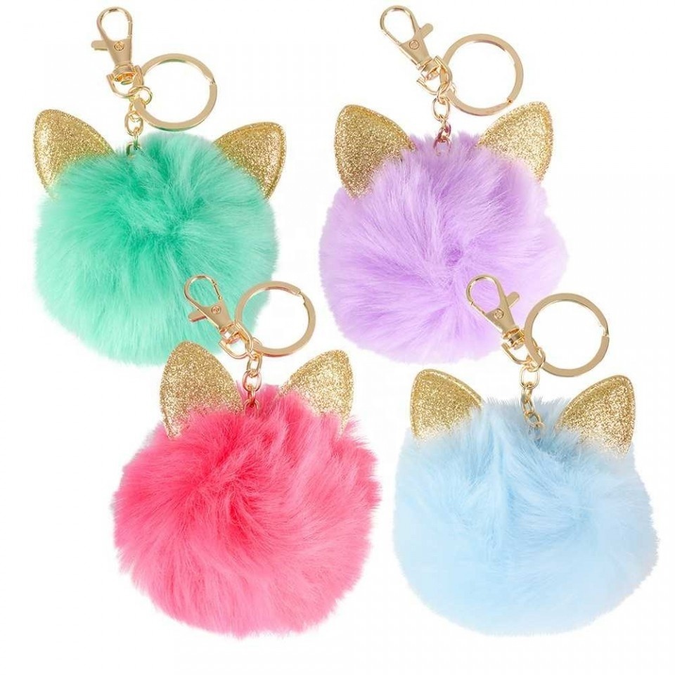 Hot Sale Cheer Heart Keychain Fluffy Pompom Keychain Round Pompom Balls with Pompom Tassels Symbolizing a Joyful Mood