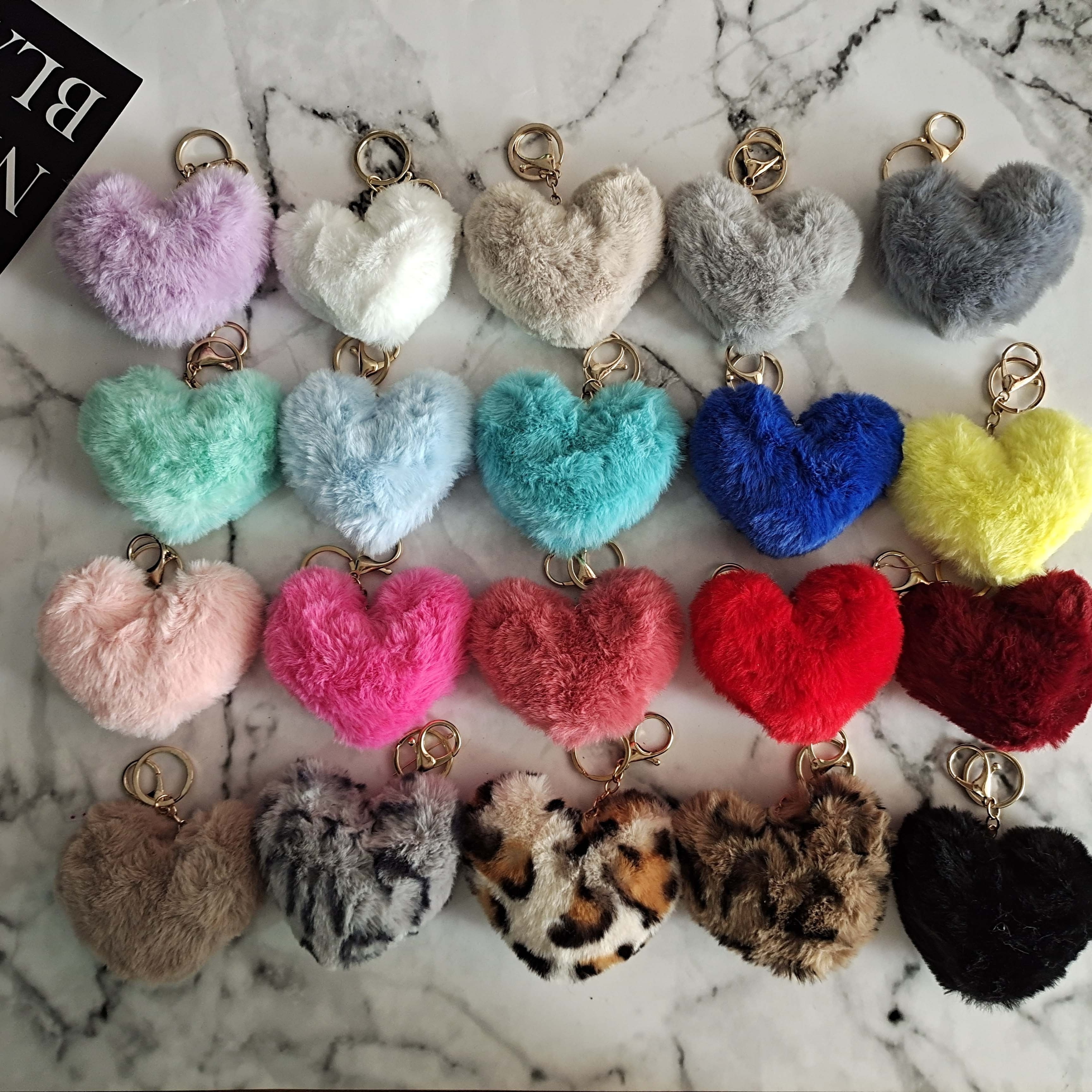 Hot Sale Cheer Heart Keychain Fluffy Pompom Keychain Round Pompom Balls with Pompom Tassels Symbolizing a Joyful Mood