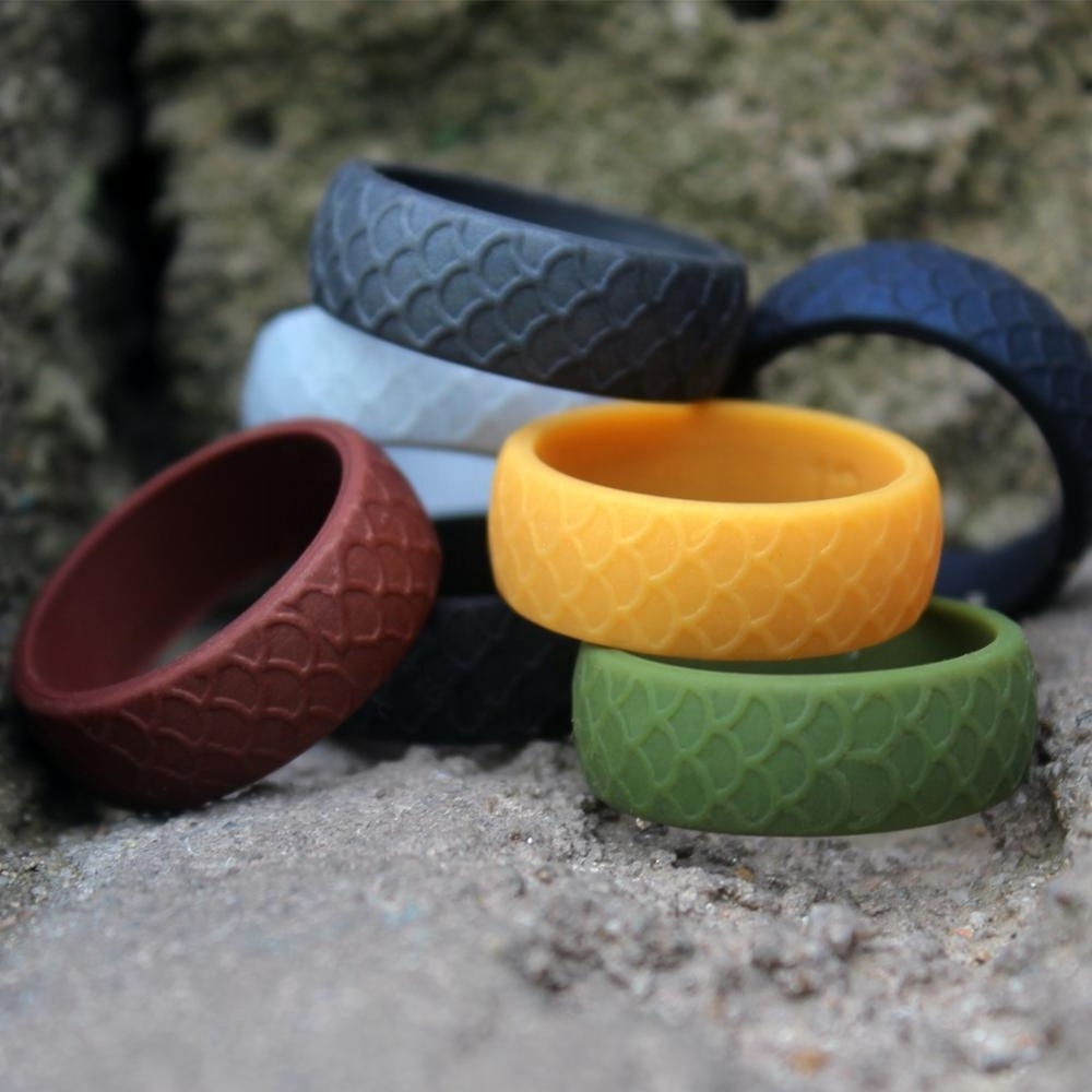 hotsale medical grade custom multi color men's breathable groove silicone wedding rings