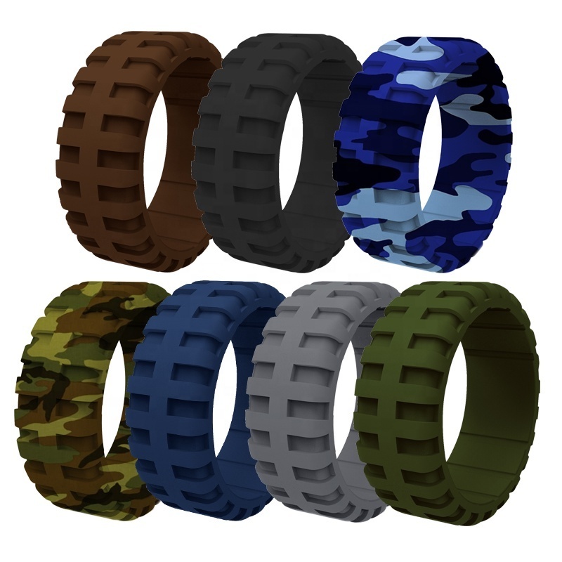 New Breathable Silicone Rubber Ring Silicone Mens Wedding Rings Camo Silicone Rings Men