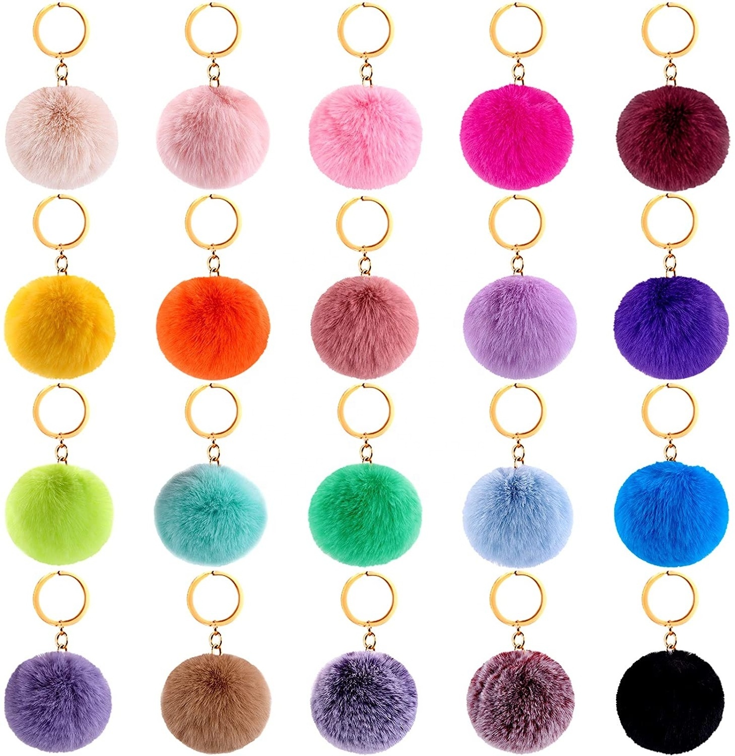 Hot Sale Cheer Heart Keychain Fluffy Pompom Keychain Round Pompom Balls with Pompom Tassels Symbolizing a Joyful Mood