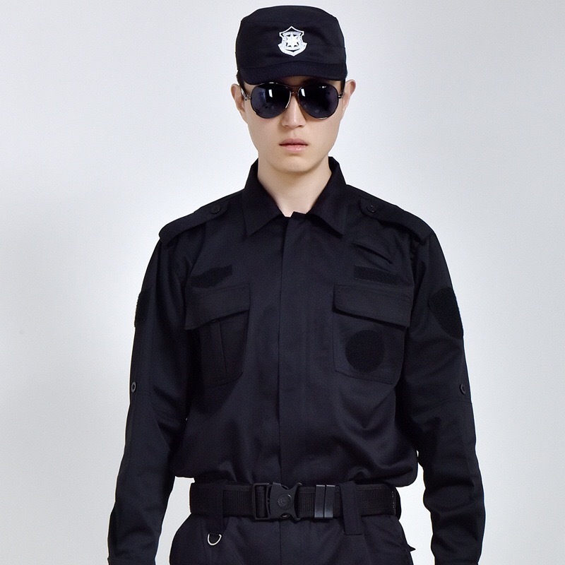 summer long sleeve black security guard suit uniform