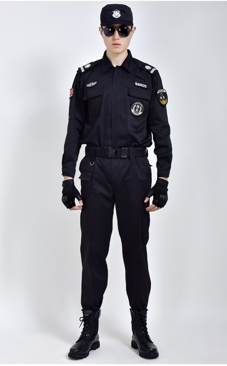 summer long sleeve black security guard suit uniform