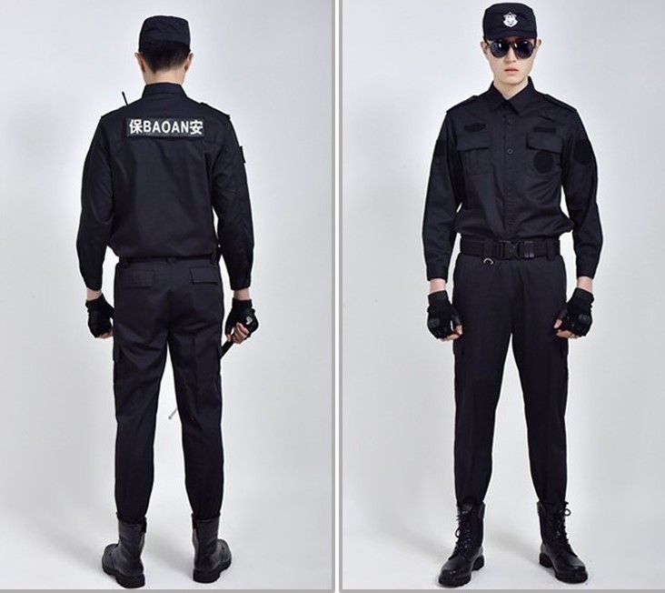 summer long sleeve black security guard suit uniform