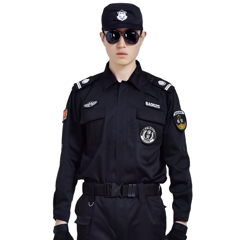 summer long sleeve black security guard suit uniform