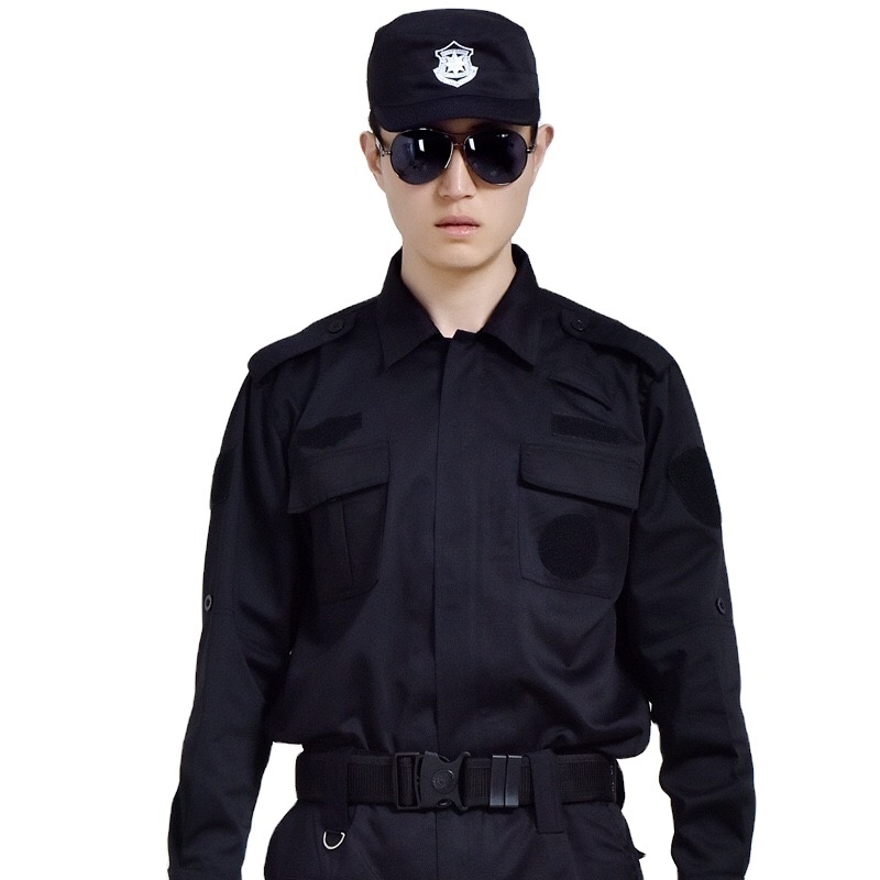 summer long sleeve black security guard suit uniform