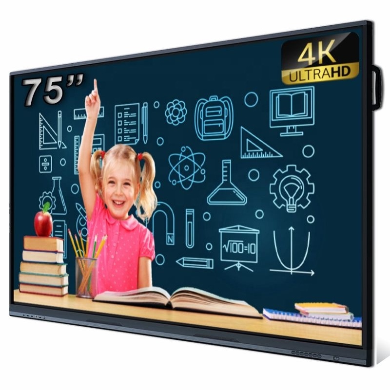 75 Inch Uhd 4K Interact Whiteboard Android Window Dual System Smart Board Interactive Flat Panel For Classroom Education