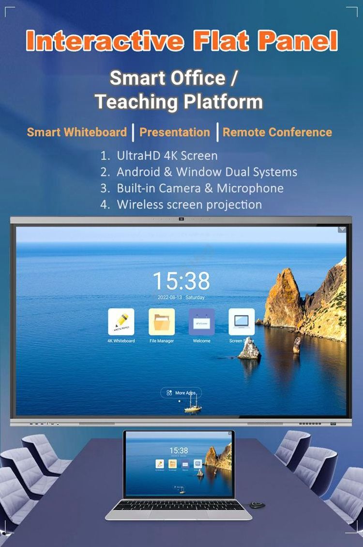 Manufacturer Price 75 Inch Smart Whiteboard Android OPS 4K Infrared Multi Touch Interactive Flat Panel Interactive Boards 75