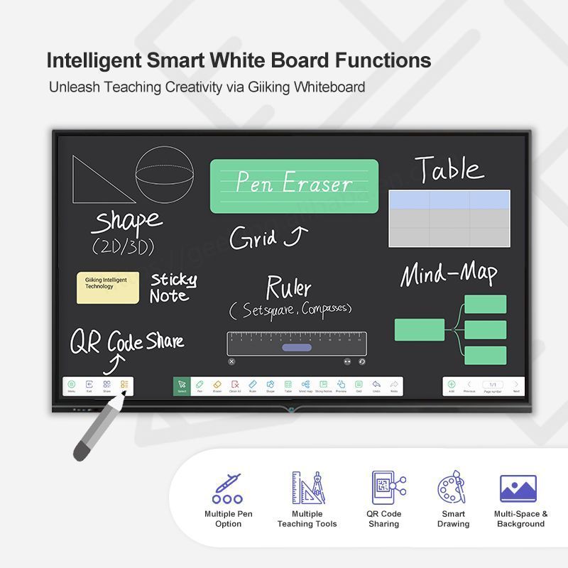 2023 Professional Smart Teaching Board OPS Led Touch Screen Whiteboard With Stand White Interactive Boards For School