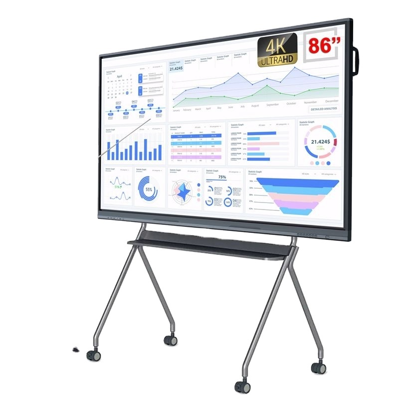 65 75 86 98 100 Inch MultiUser Interactive Whiteboard Blackboard LCD Smart board with Dual System for Classroom