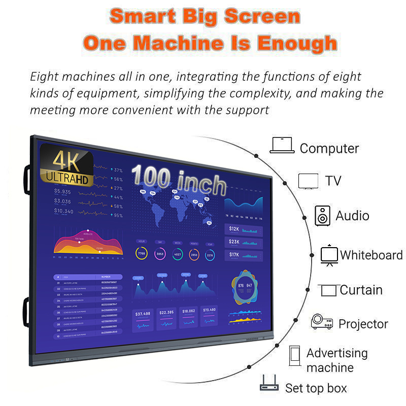 Professional Custom 65 75 85 98 100 110 Inch Interactive Whiteboard 4K Infrared Touch Screen Smart Board Interactive Flat Panel