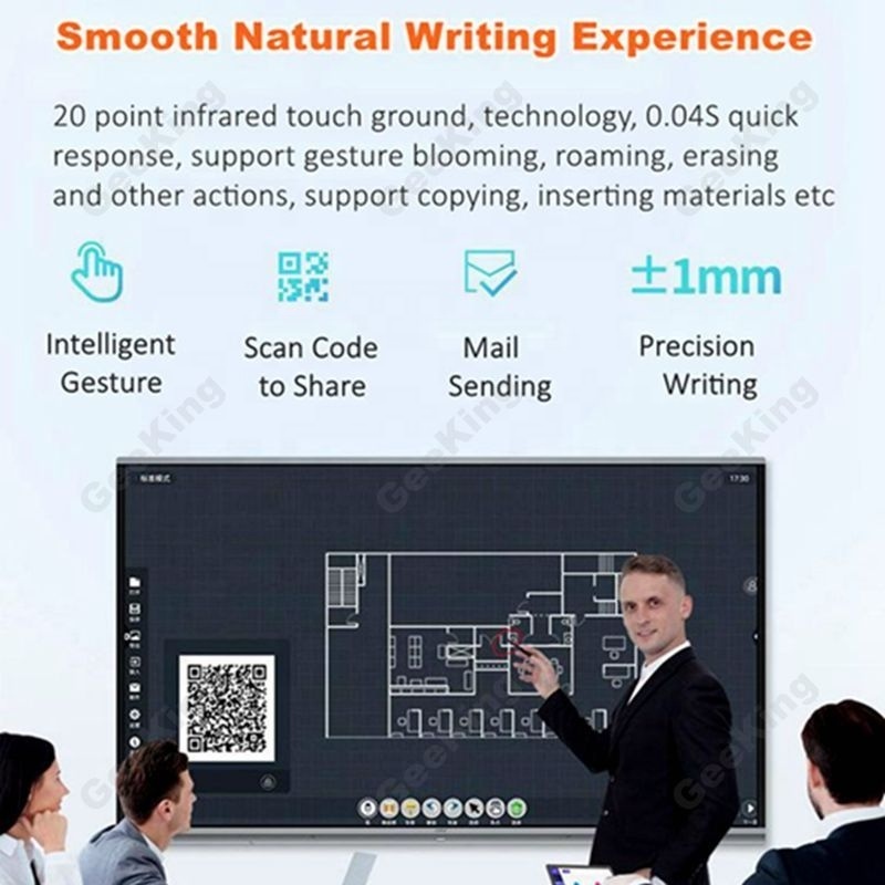 Professional Ultra Big Size 100 105 110 Inch Digital Interactive Flat Panel Smart Whiteboard 4K Infrared Touch Interactive Board