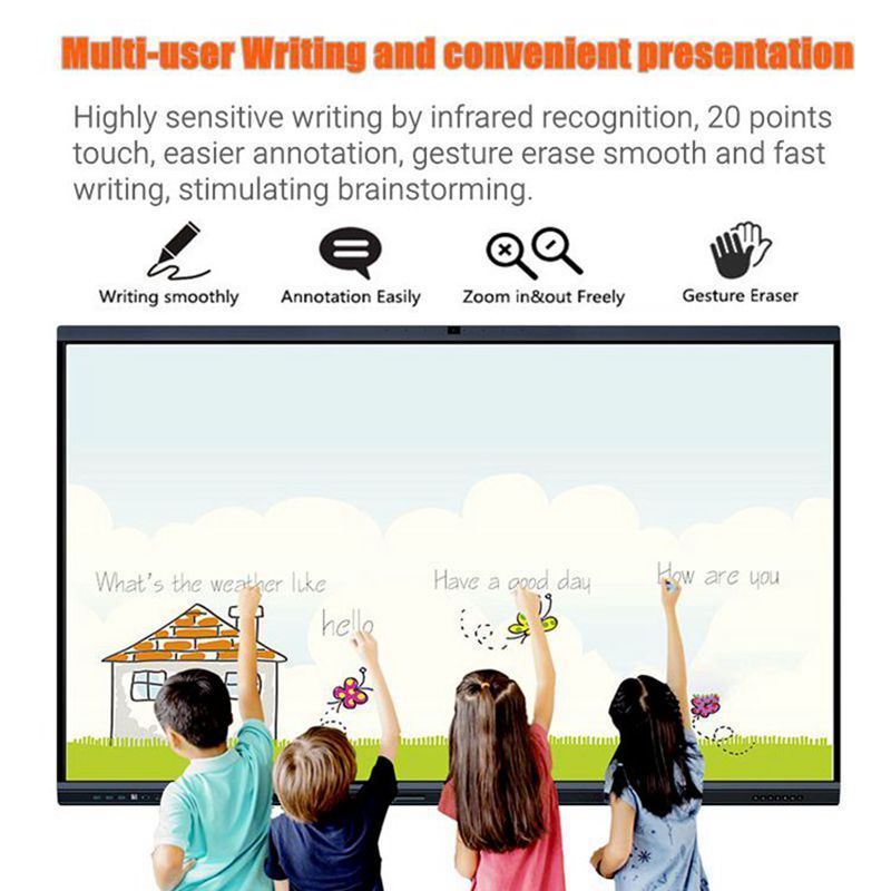 55 65 75 86 98 100 110 Inch Pizarra Interactiva 4K Multi Points Infrared Touch Panel Interactive White board Smart Whiteboard