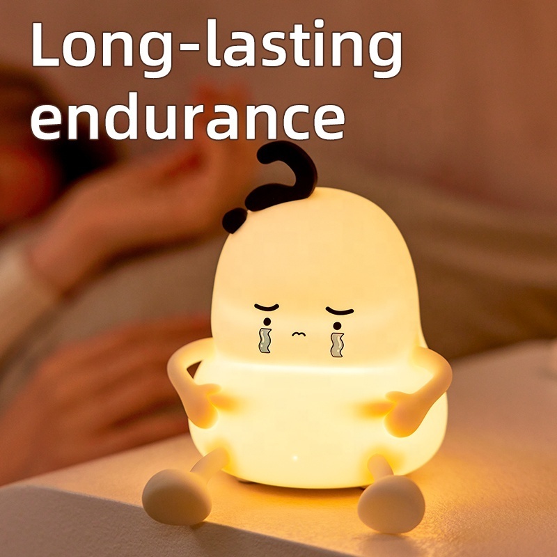 Cute Egg-Shaped LED Night Light with Cartoon Face  Warm Soothing Glow, Touch-Sensitive Lighting for Kids and Bedrooms