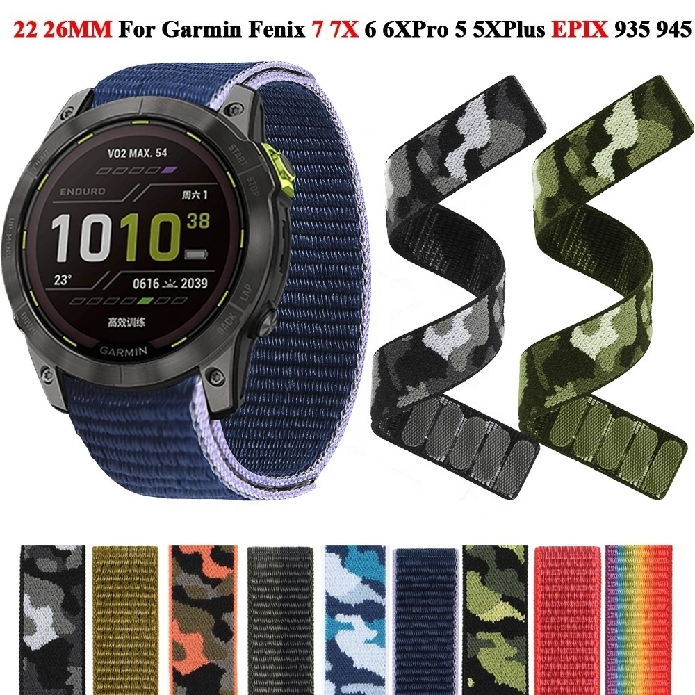 Woven Nylon Strap Hook and Loop Quick Dry Watch Band for Garmin Fenix 6 Pro 22mm 26mm band for Fenix 6 Instinct Fenix 5/5 Plus