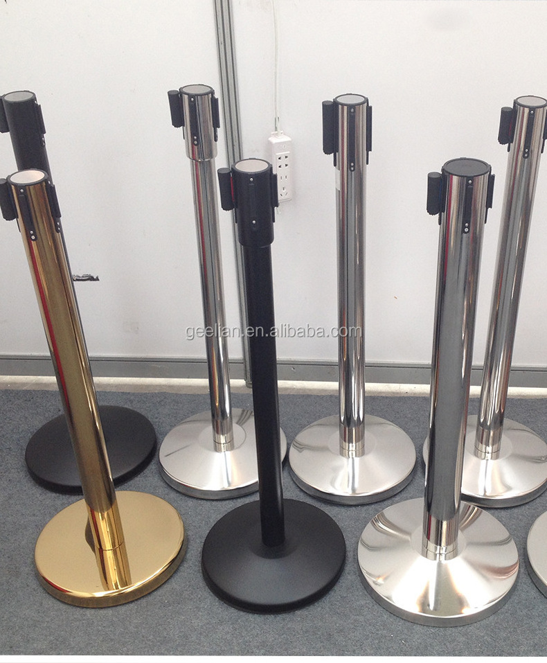 Traffic Crowd Control Walkway Black Gold Queue Bollard Red Carpet Velvet Rope Poles Stands Post Barrier Stanchion