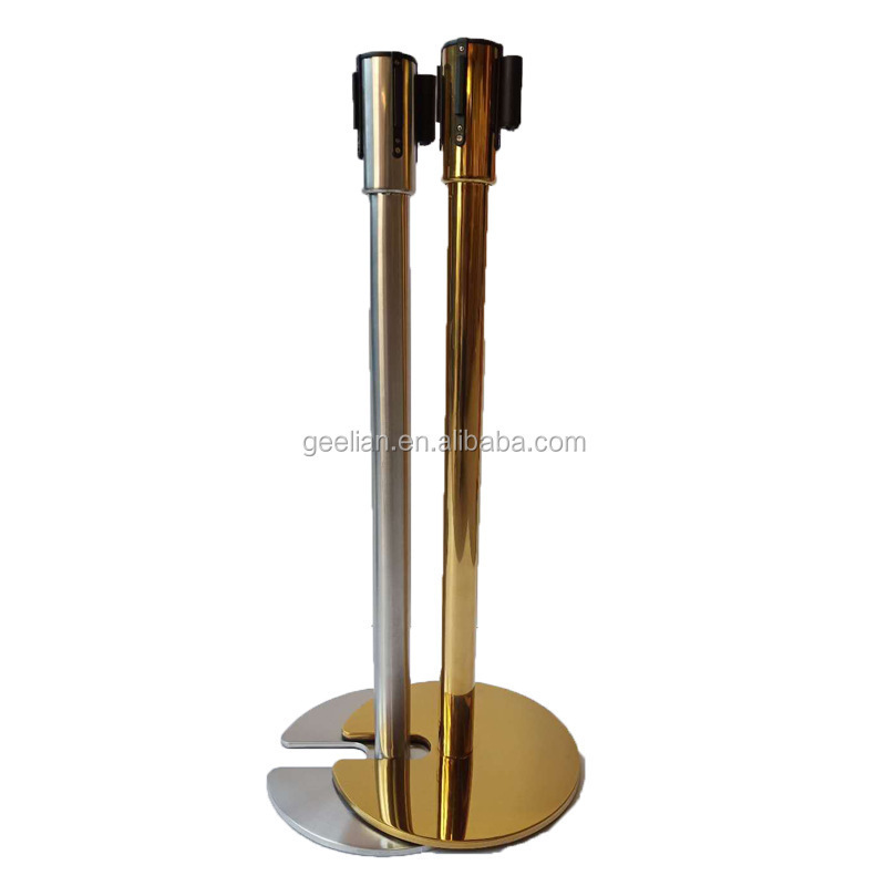 Hot Sale Queue Control Stand Rope Barriers, Cheap Plastic Dual Retractable Belt Barrier Stanchion