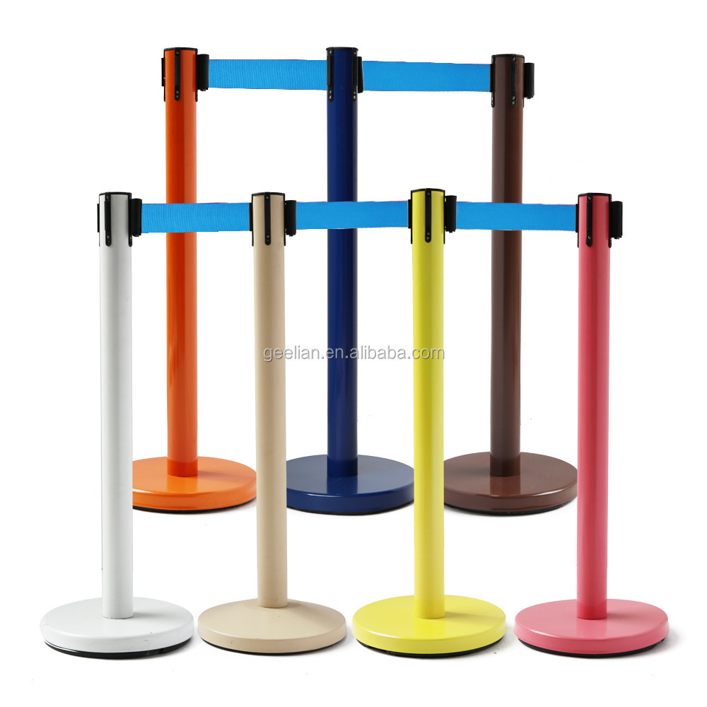 Hot Sale Queue Control Stand Rope Barriers, Cheap Plastic Dual Retractable Belt Barrier Stanchion