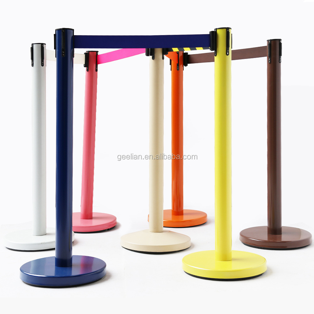 Hot Sale Queue Control Stand Rope Barriers, Cheap Plastic Dual Retractable Belt Barrier Stanchion