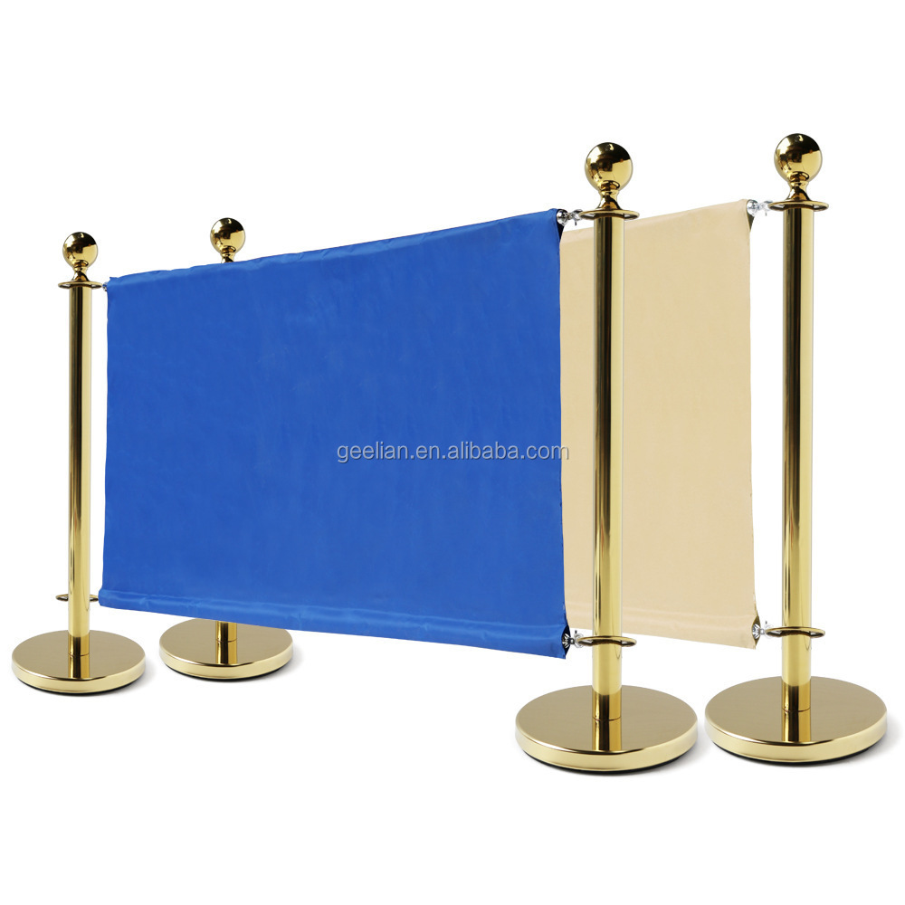 Wholesale Cheap Price Queue Stand Crowd Control Barrier VIP Pole Golden Color Rope Stanchion