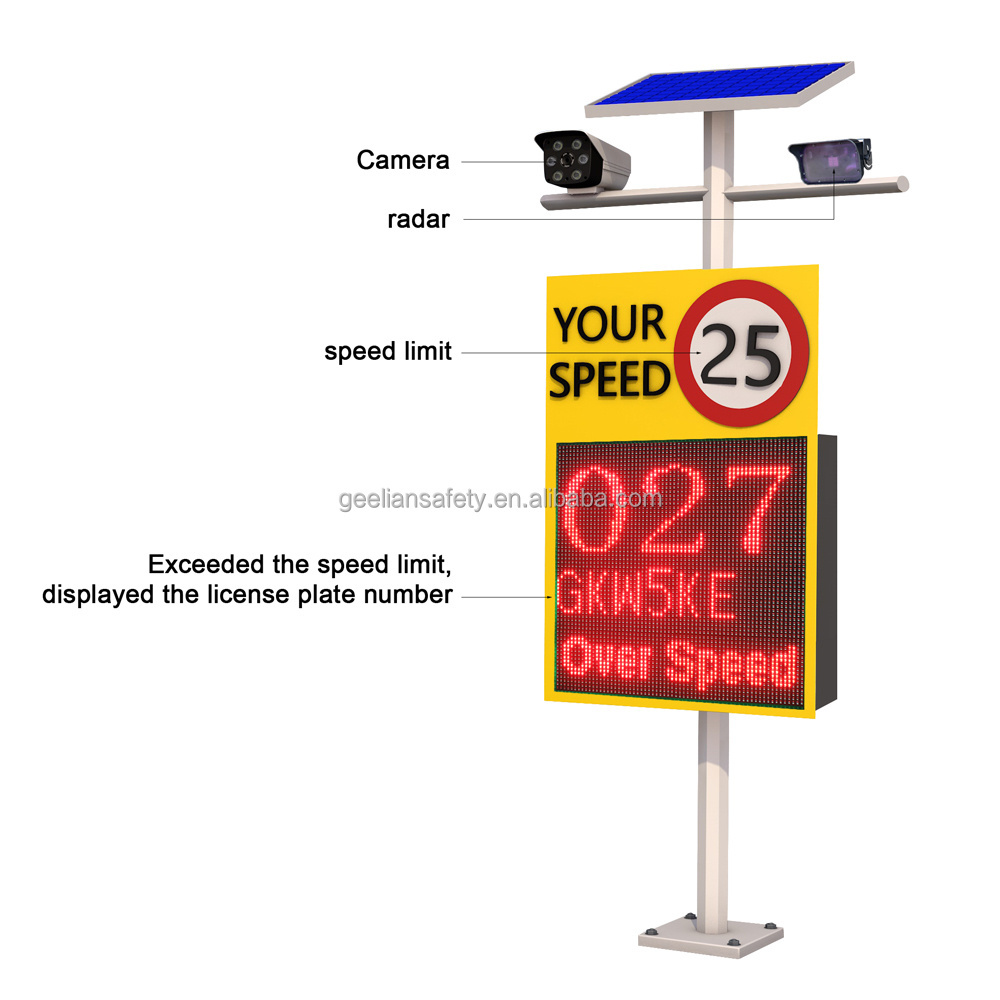 Solar powered license plate recognition Led radar controlled aluminum traffic speed signs rader speed led sign board with radar