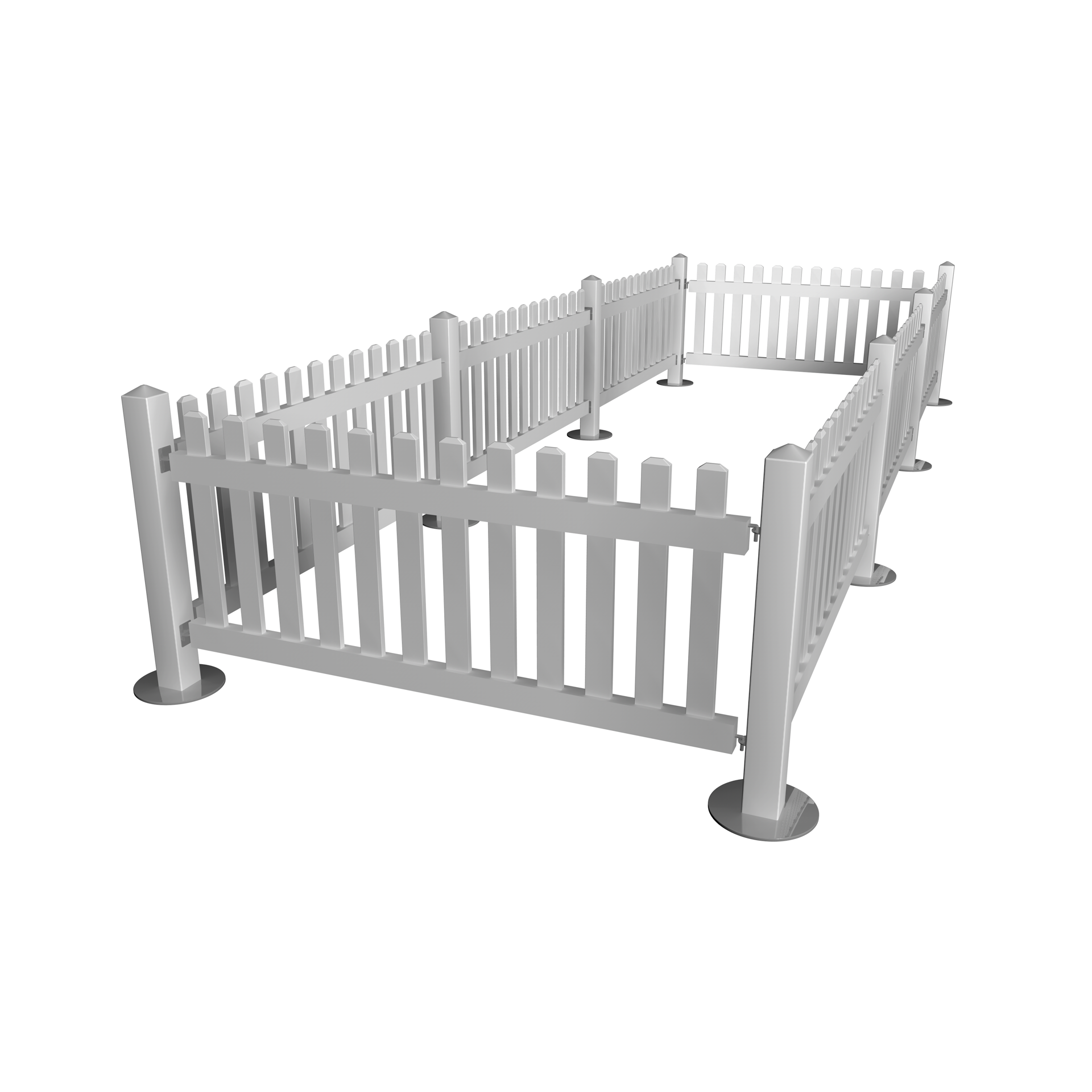 Picket Style Vinyl PVC Portable Temporary Event Fence Panel with Free Stand Post Base Feet white free standing picket fence