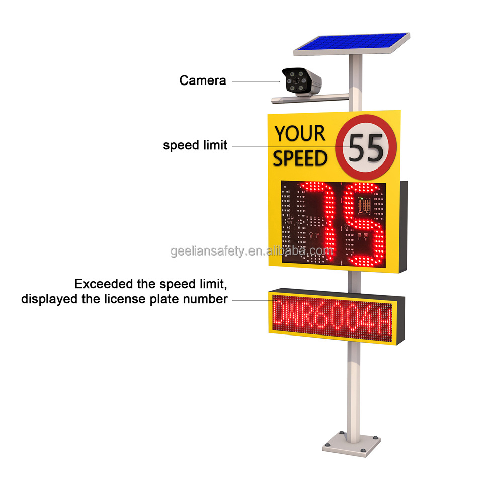 Solar powered license plate recognition Led radar controlled aluminum traffic speed signs rader speed led sign board with radar